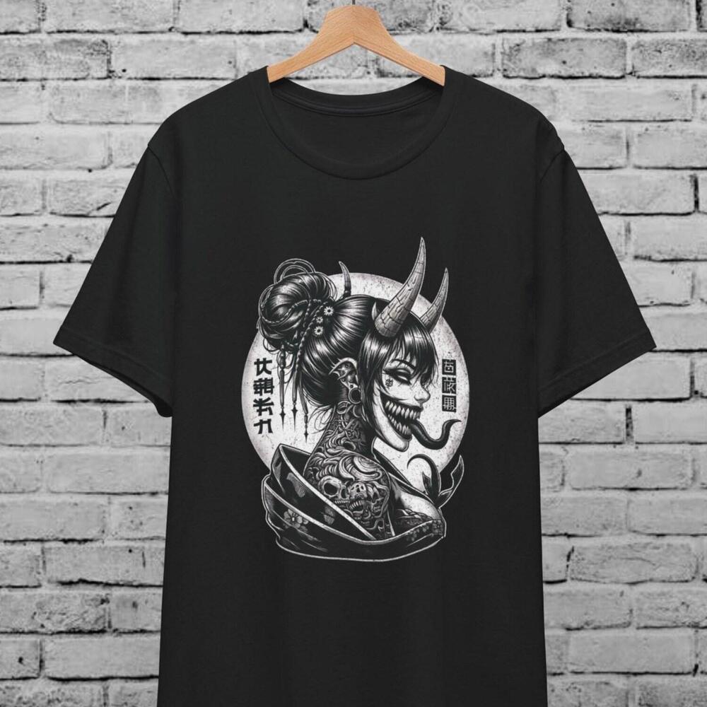 Japanese Demon Girl Unisex Multicolor T-Shirt Gothic Anime Manga